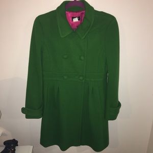 JCREW Kelly Green Double Breasted Pea Coat